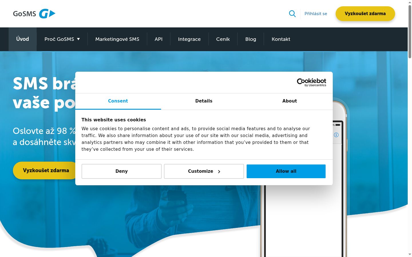 Screenshot tal-banner tal-kunsens muri qabel kwalunkwe interazzjoni