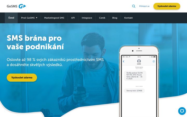 Screenshot of gosms.cz