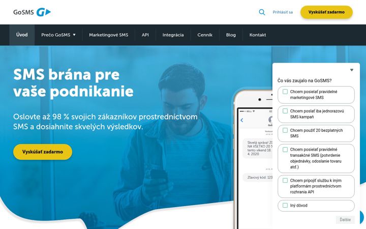 Screenshot of gosms.sk