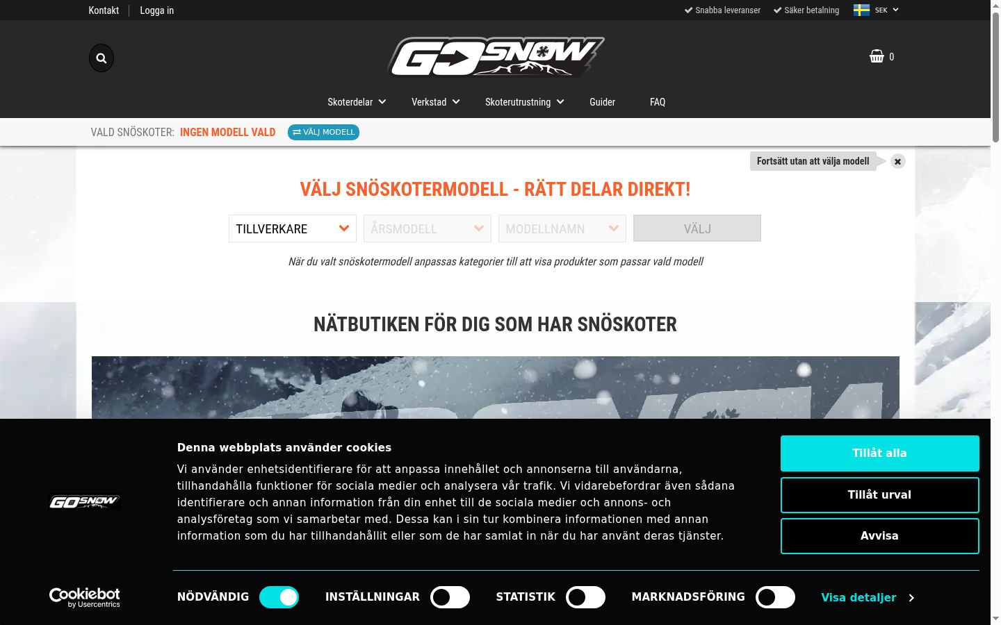Screenshot del banner di consenso mostrato prima di qualsiasi interazione