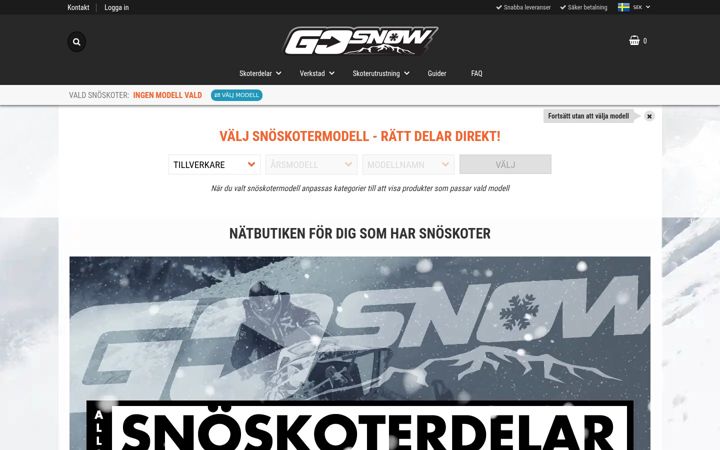 Screenshot of gosnow.se