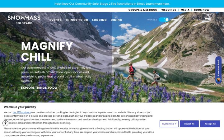 Screenshot of gosnowmass.com