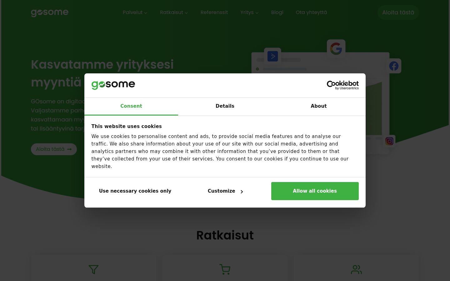 Screenshot tal-banner tal-kunsens muri qabel kwalunkwe interazzjoni