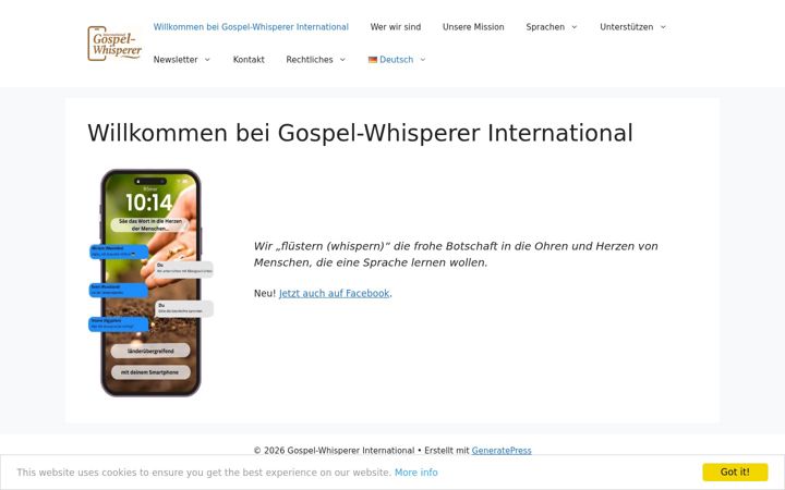 Screenshot of gospel-whisperer.org