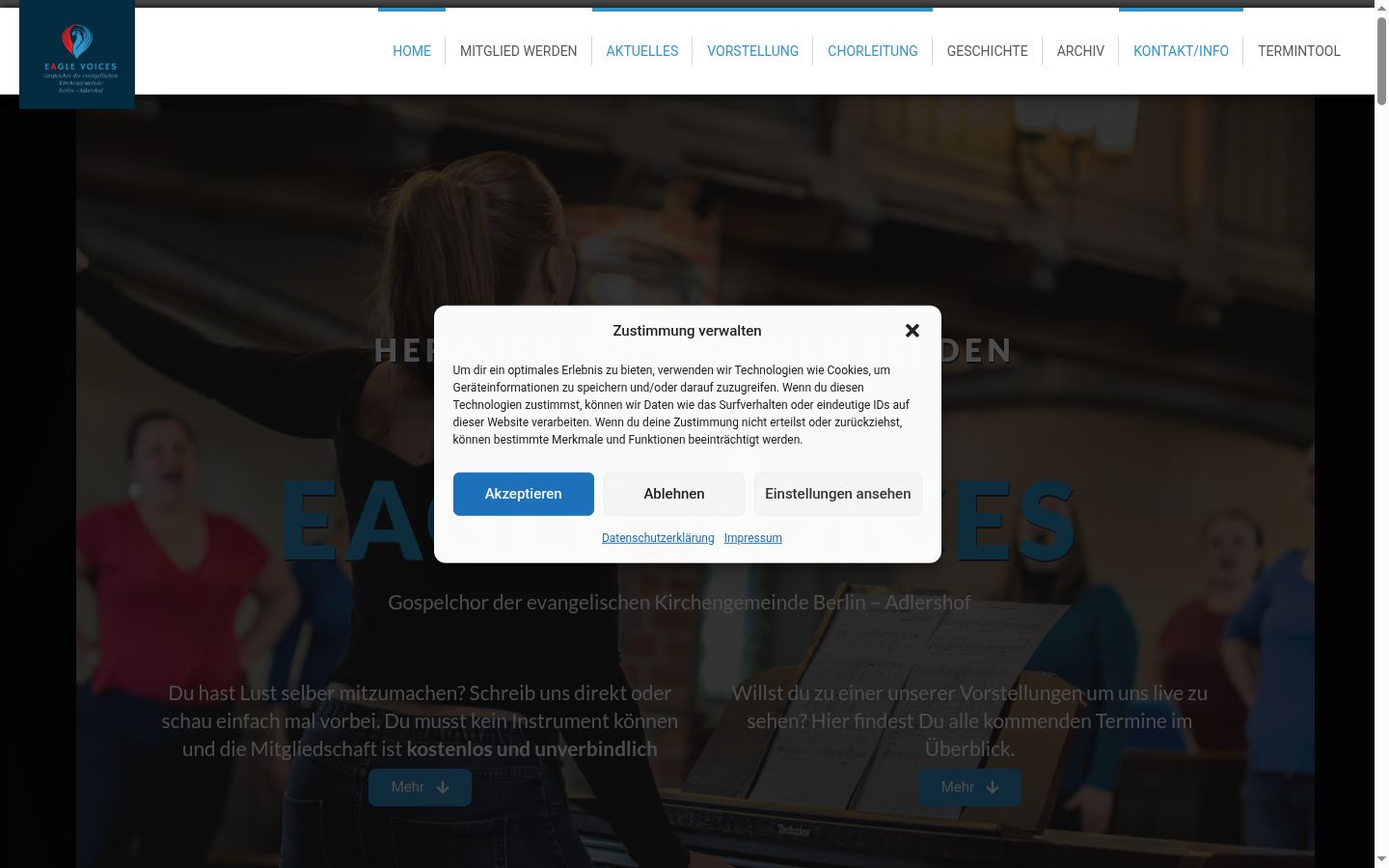 Screenshot del banner di consenso mostrato prima di qualsiasi interazione