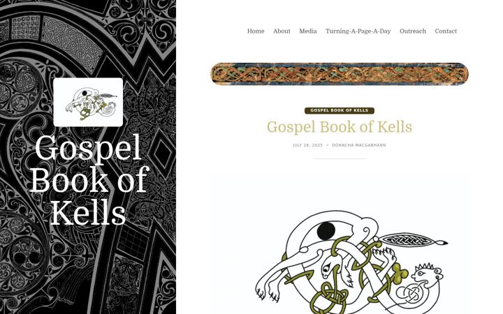 Screenshot of gospelbookofkells.ie