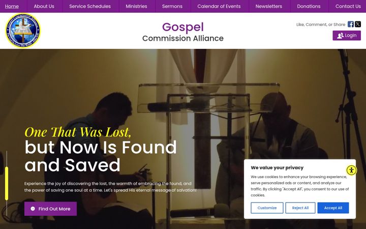 Screenshot of gospelcommissionalliance.org