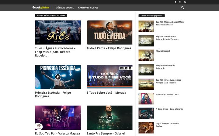 Screenshot of gospelmusicas.com.br