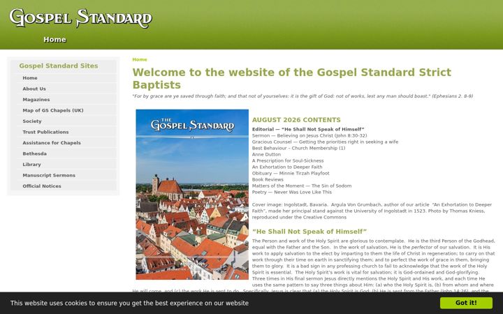 Screenshot of gospelstandard.org.uk