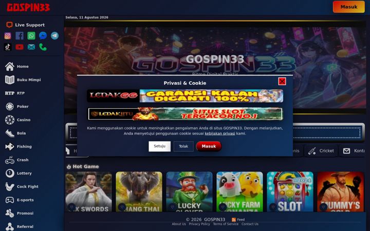 Screenshot of gospin33.org