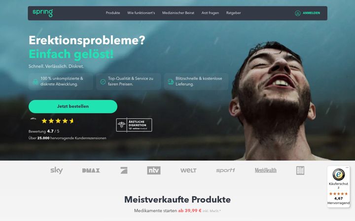 Képernyőkép: gospring.de