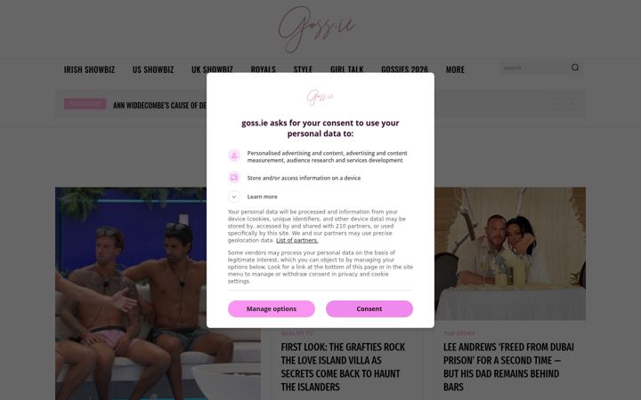 Screenshot of goss.ie