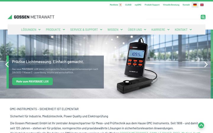 Screenshot of gossenmetrawatt.de