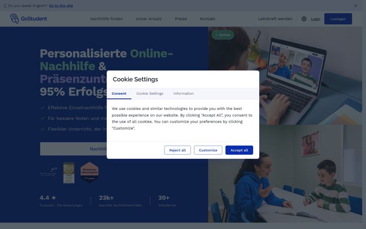 Screenshot of gostudent.at