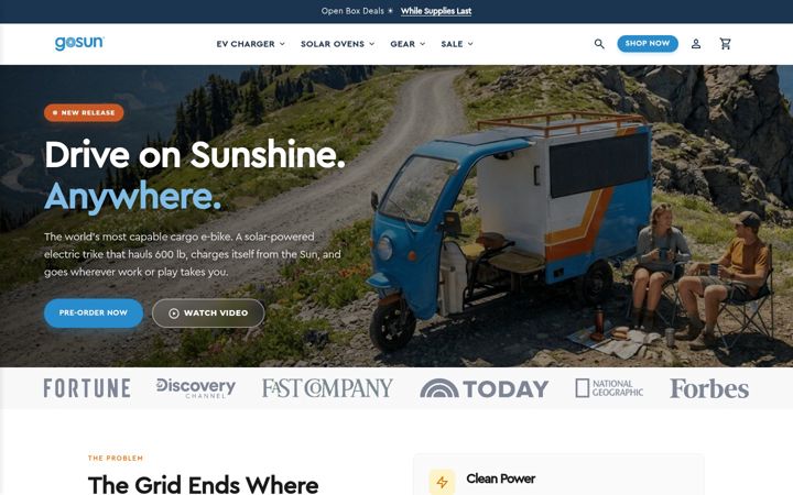 Screenshot of gosun.co