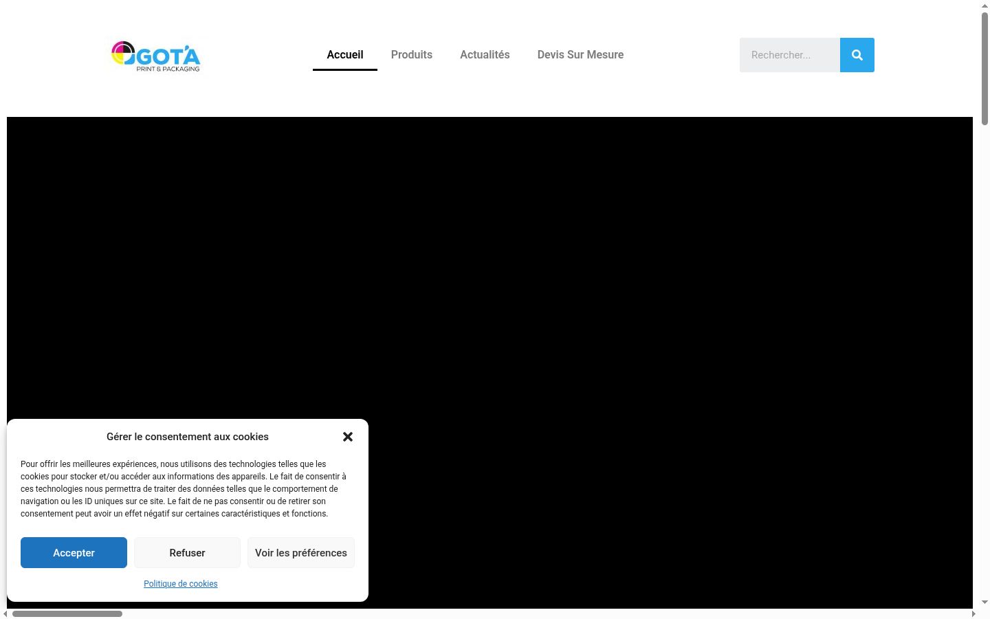 Screenshot del banner di consenso mostrato prima di qualsiasi interazione