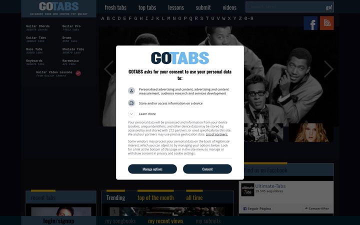 Screenshot van gotabs.com