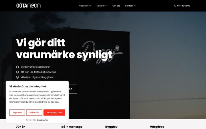 Screenshot of gotaneon.se