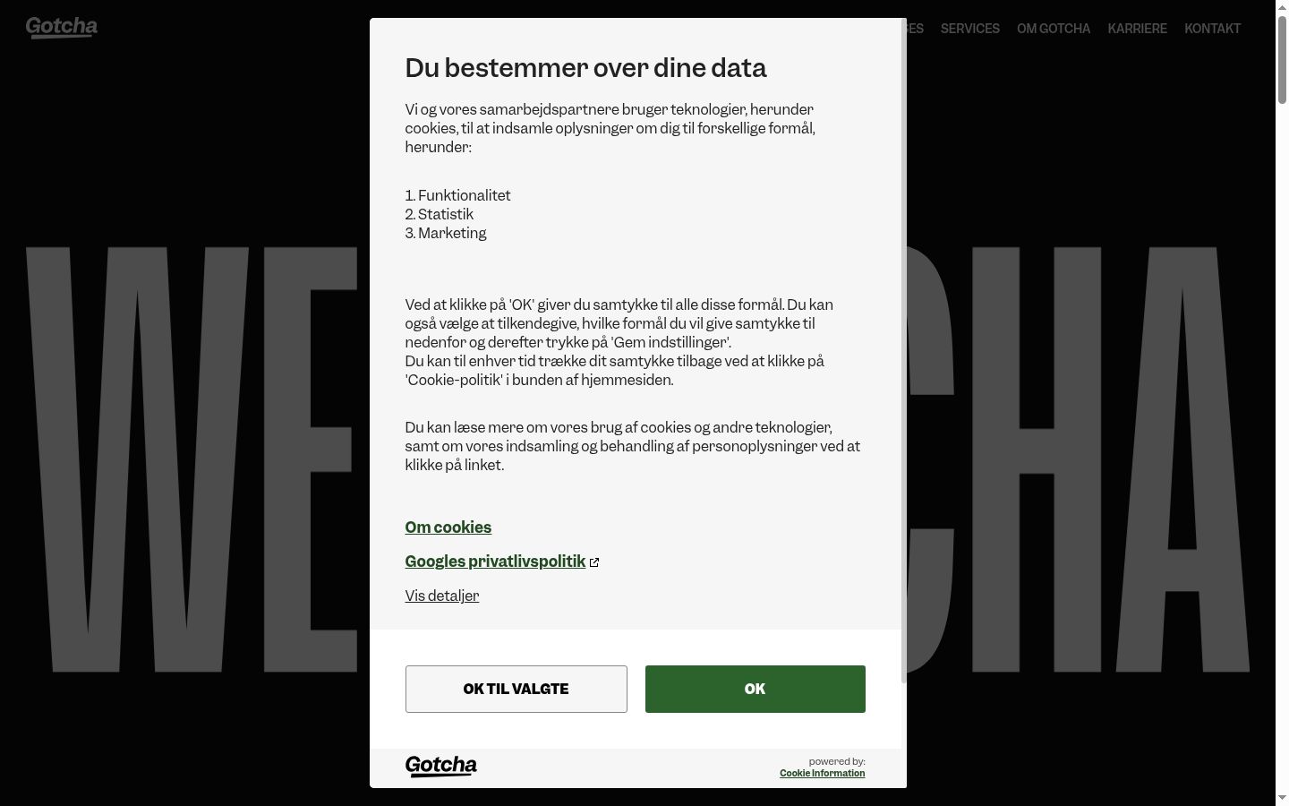 Capture d'écran de la bannière de consentement affichée avant toute interaction