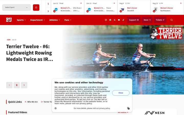 Screenshot of goterriers.com