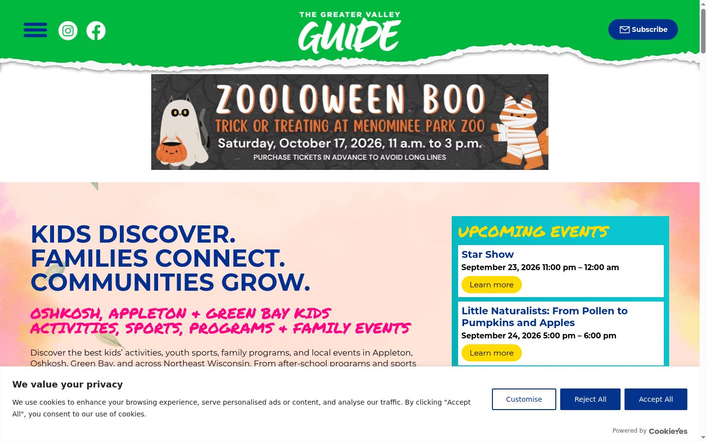 Screenshot of the consent banner shown before any interaction