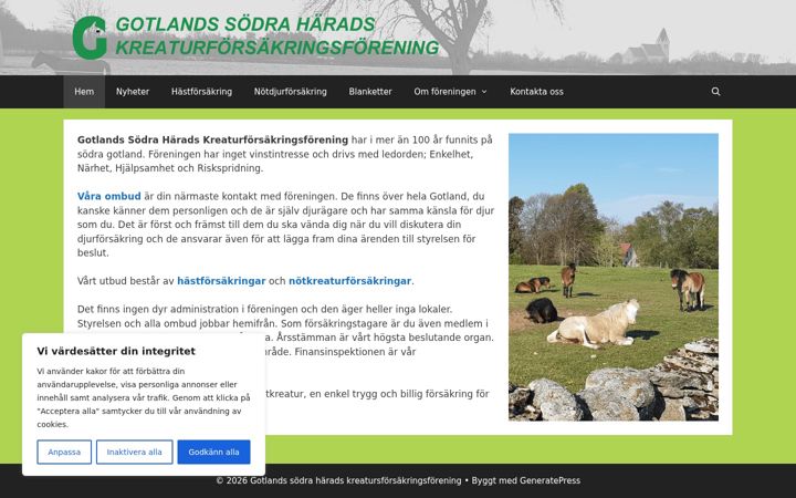 Screenshot of gotlandssodraharadskreaturforsakringsforening.se