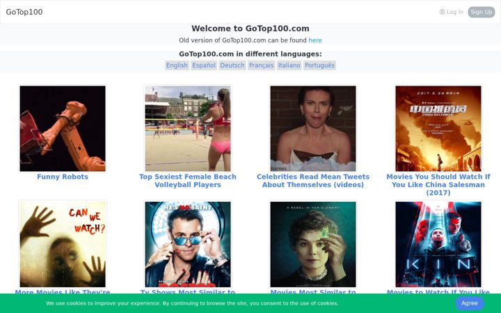 Screenshot of gotop100.com