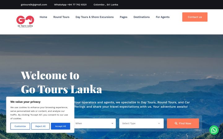 Screenshot of gotourslanka.com