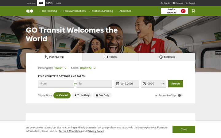 Skjermbilde av gotransit.com