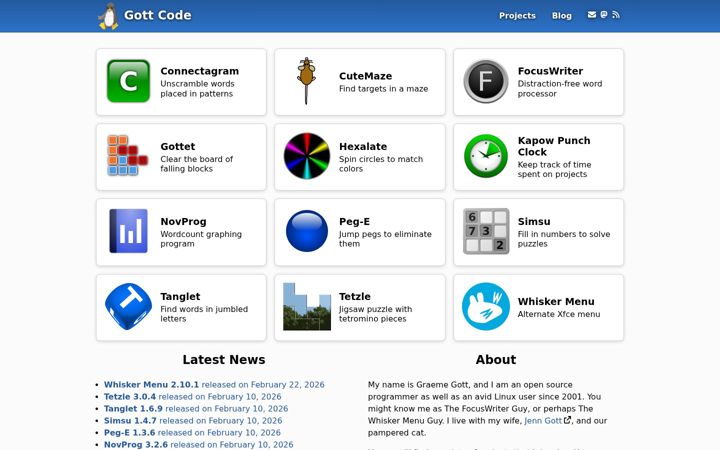 Screenshot of gottcode.org