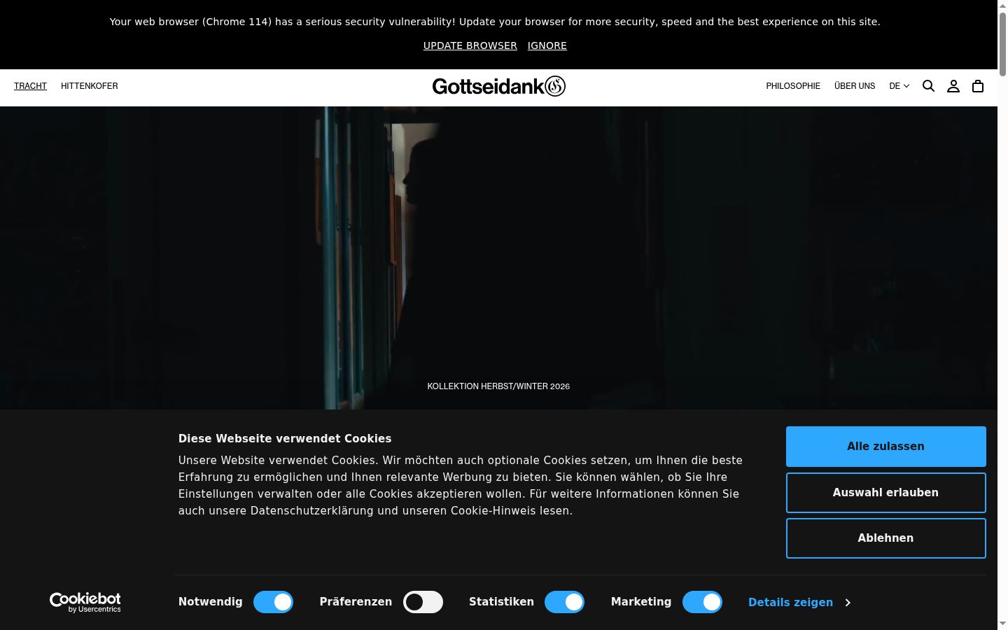 Capture d'écran de la bannière de consentement affichée avant toute interaction