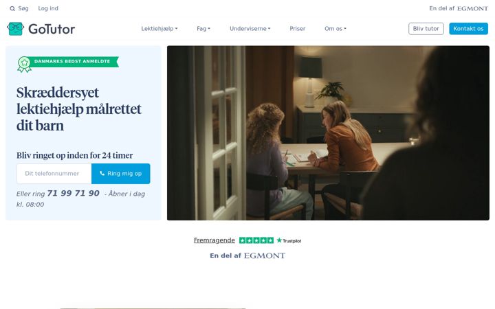 Screenshot of gotutor.dk