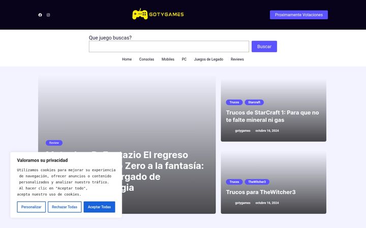 Screenshot of gotygames.com