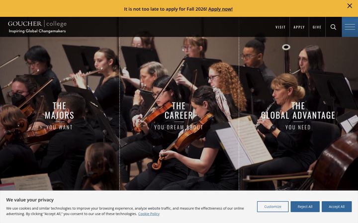 Screenshot of goucher.edu