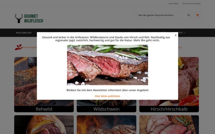 Screenshot of gourmet-wildfleisch.de