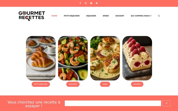 Screenshot of gourmetrecettes.com