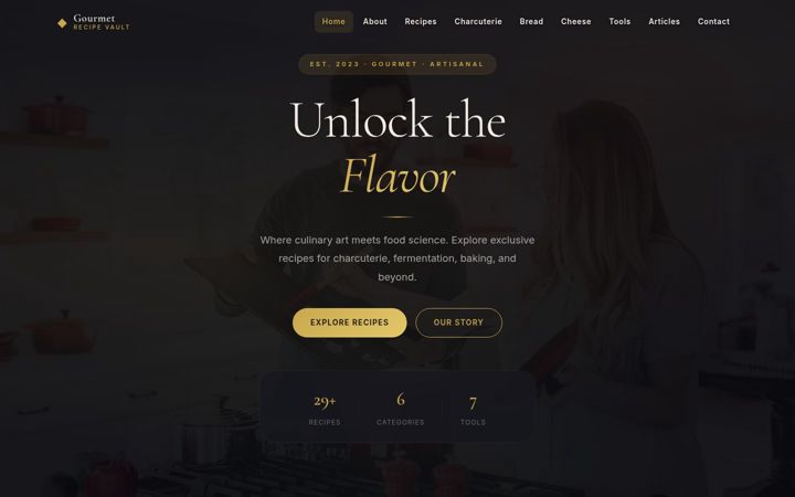 Screenshot of gourmetrecipevault.com