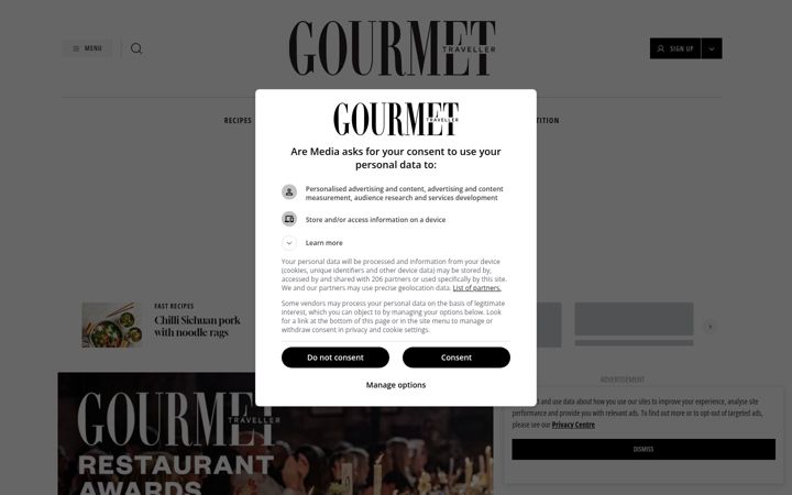 Screenshot of gourmettraveller.com.au