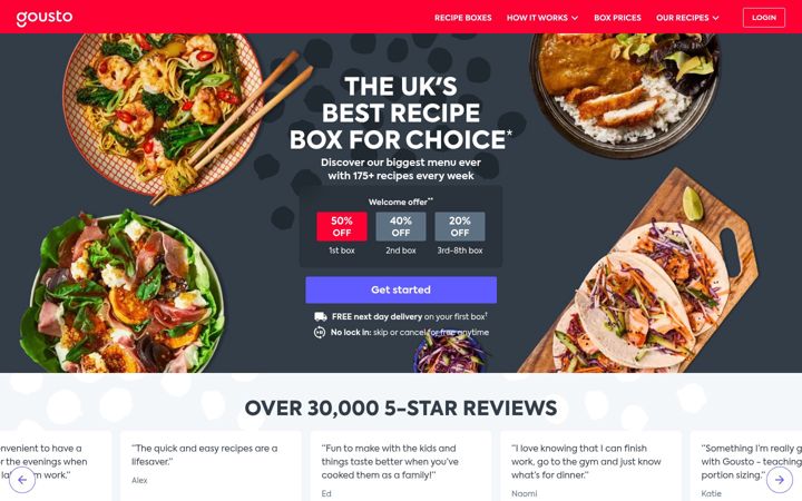 Screenshot of gousto.co.uk