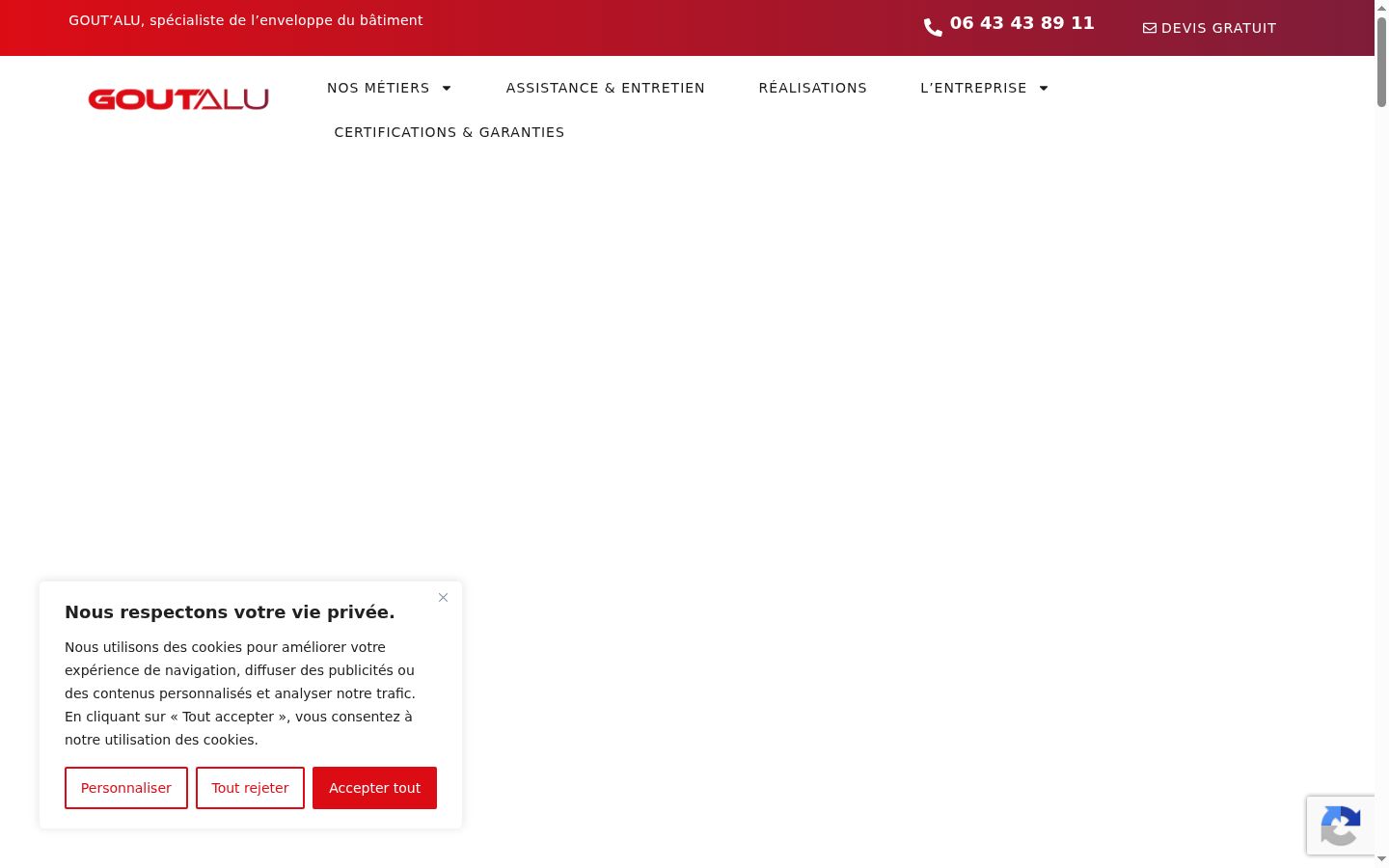 Captura de pantalla del banner de consentimiento mostrado antes de cualquier interacción