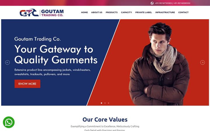 Screenshot of goutamtradingco.com