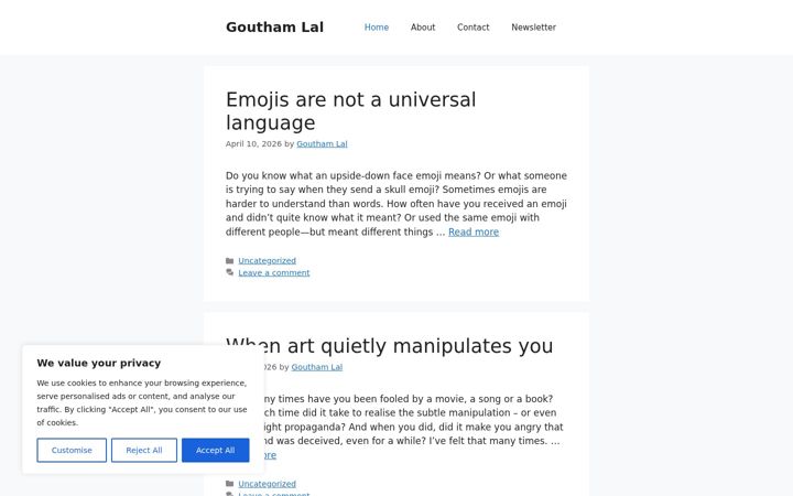 Screenshot of gouthamlal.com