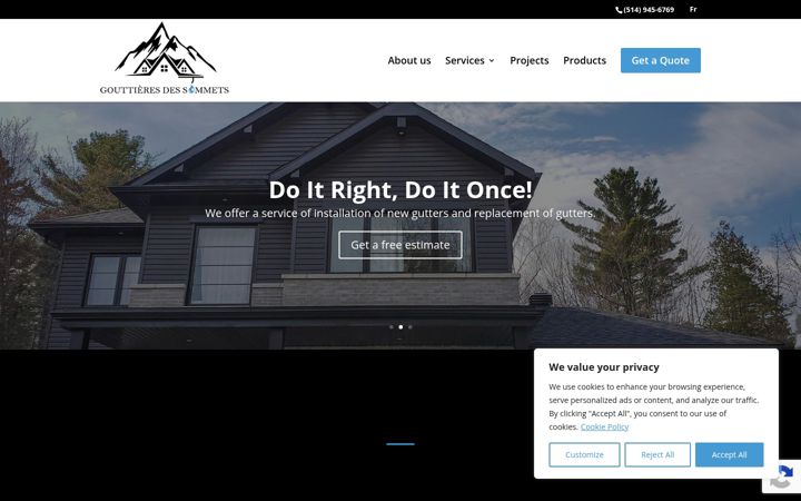 Screenshot of gouttieresdessommets.com