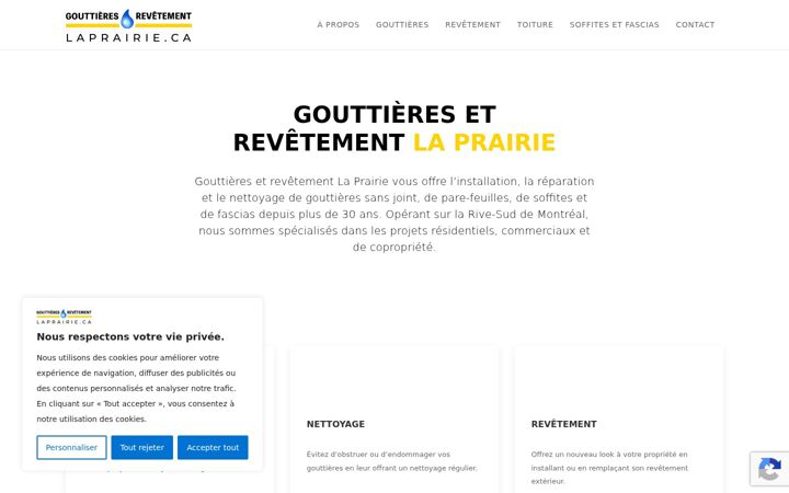Screenshot of gouttiereslaprairie.com