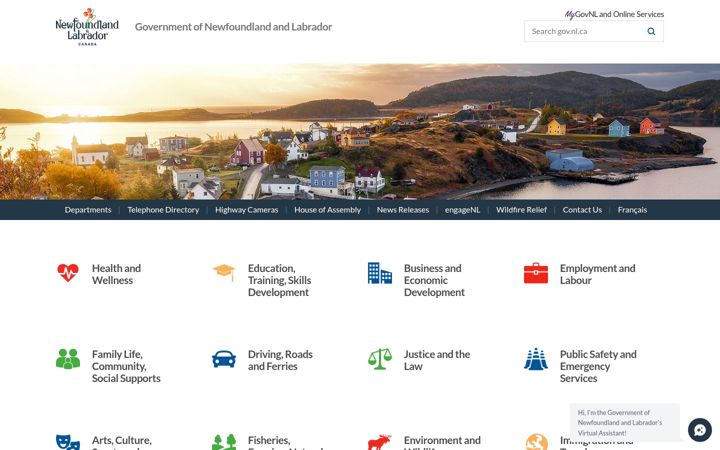 Screenshot of gov.nl.ca