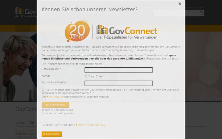 Ekraanipilt saidist govconnect.de