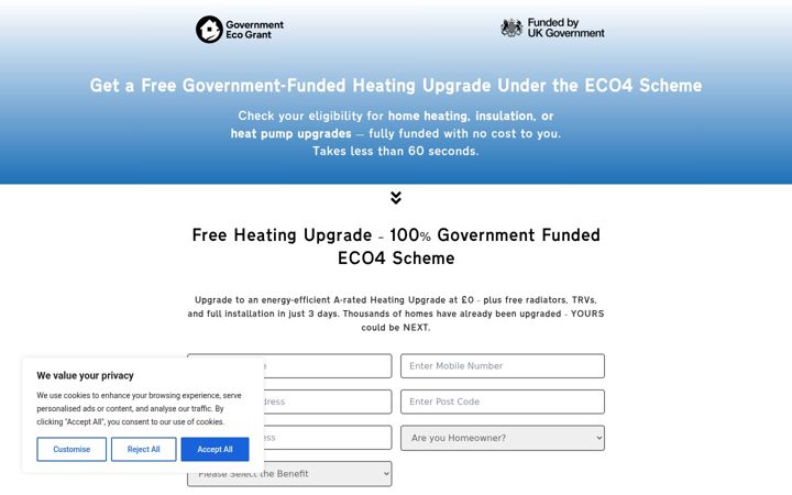 Screenshot of governmentecogrant.co.uk
