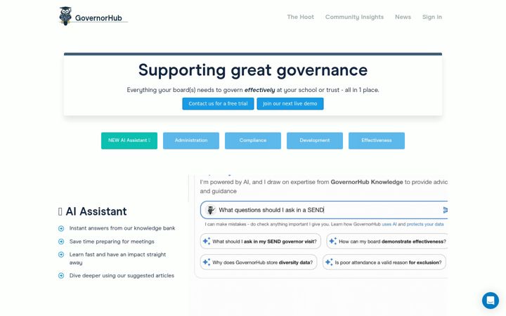 Screenshot of governorhub.com