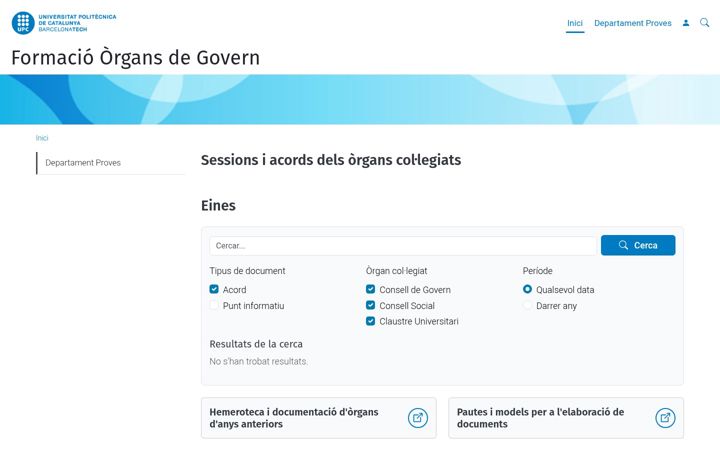 Screenshot of governprova.upc.edu