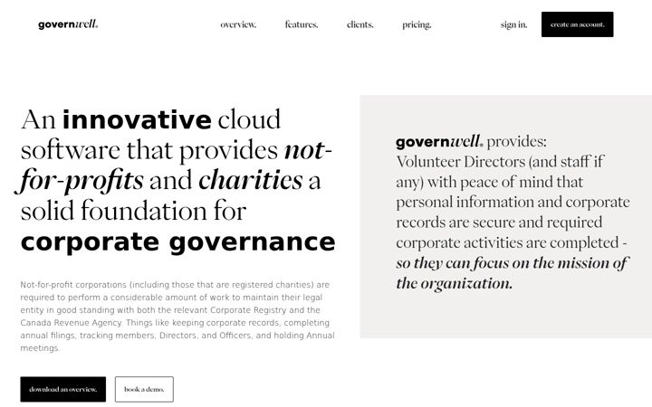 Screenshot of governwell.ca